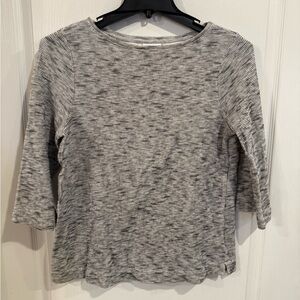 Pure Jill Sweater Women's Small Black grey Knit 3/5 Sleeve 100% Cotton medium